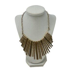 Gold-Tone Chevron‎ Fringe Statement Necklace